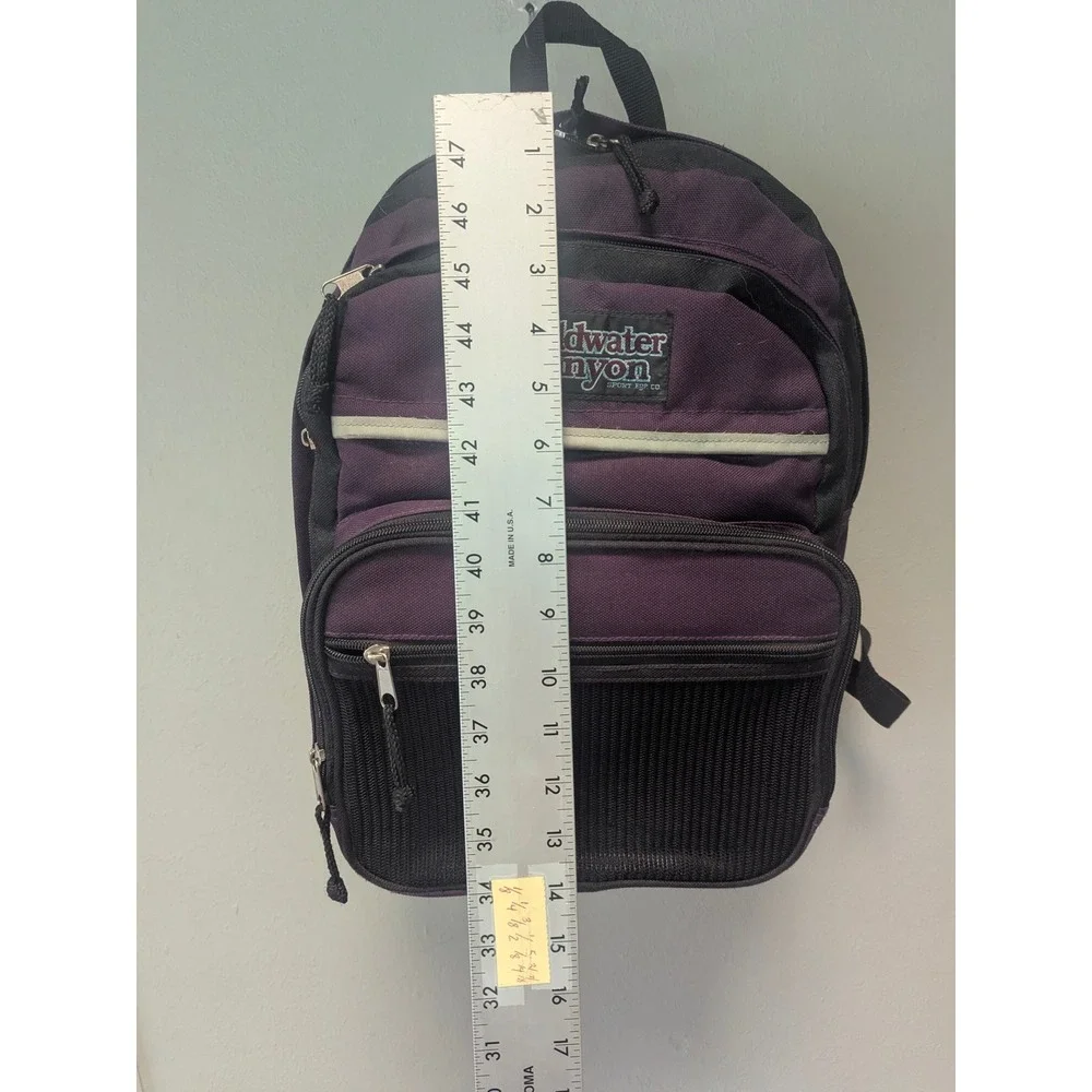 Vintage Coldwater Canyon Purple Black Multi Pocket Backpack 1990s Daypack